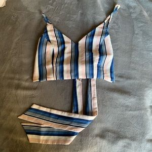 Size small adjustable striped cropped top